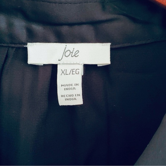 Joie Satin Buttoned Blouse Black XL - Picture 5 of 9